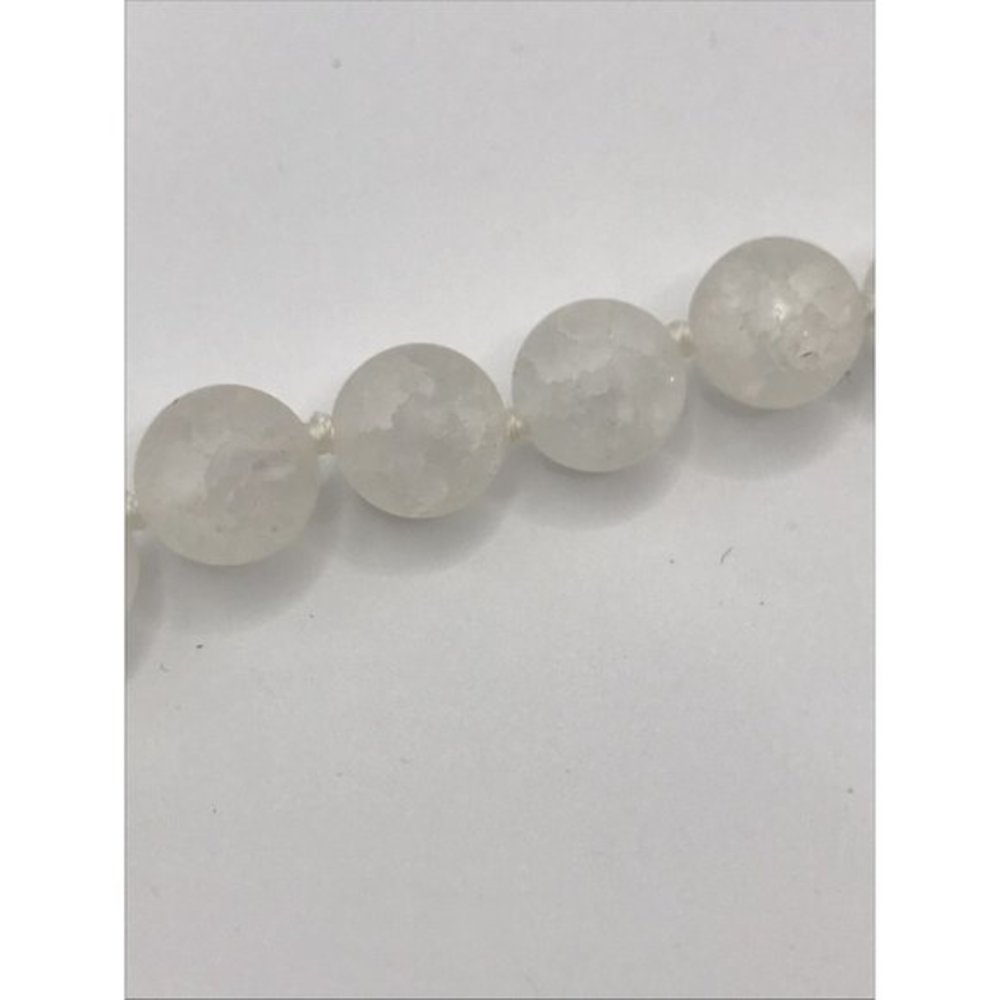 AKOLA Crackle Gold Plated Disc Frosted Knotted NWT 38" Long Necklace Beads white - Picture 9 of 11
